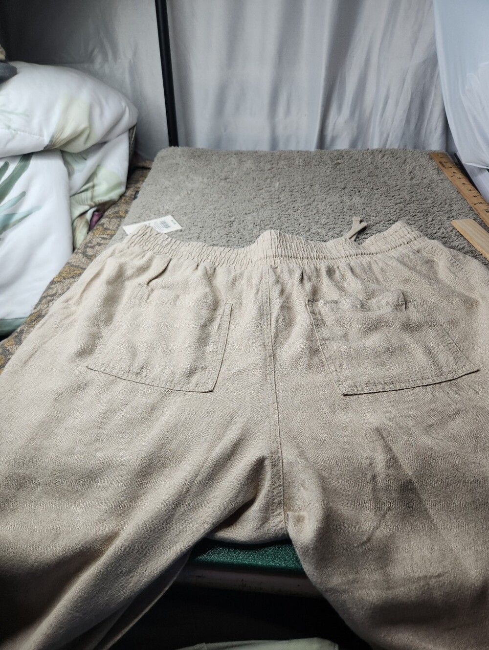 Women's High-Rise Linen Regular Fit Ankle Joggers - A New Day Tan XXL - Picture 5 of 13